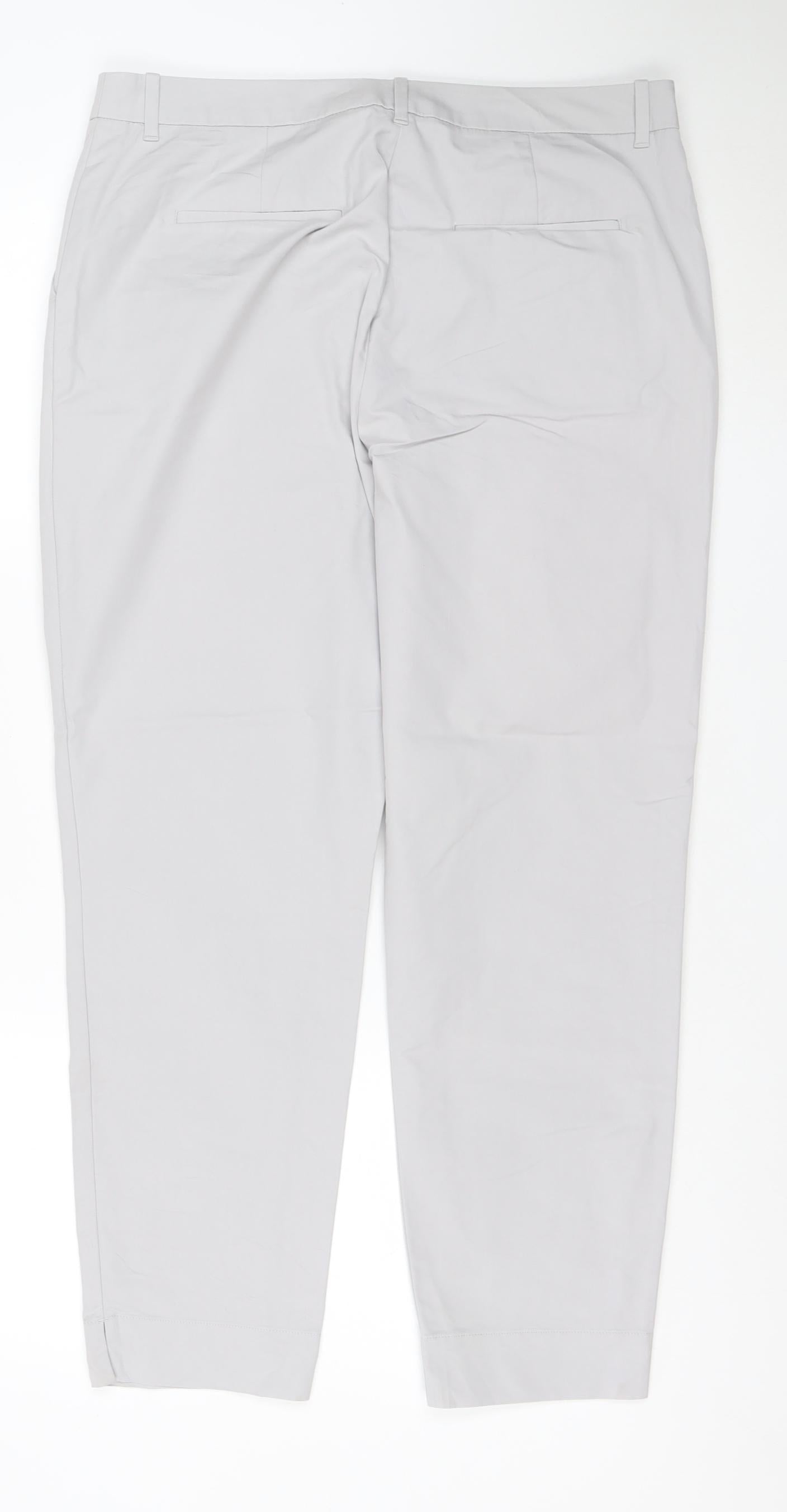 Marks and Spencer Women Grey Chino Trousers Size 14 Cotton Blend