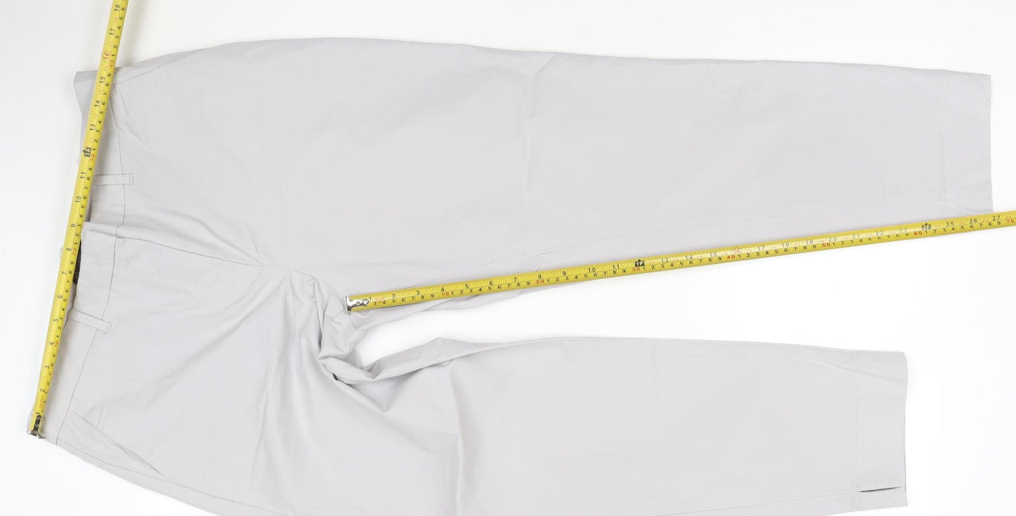Marks and Spencer Women Grey Chino Trousers Size 14 Cotton Blend