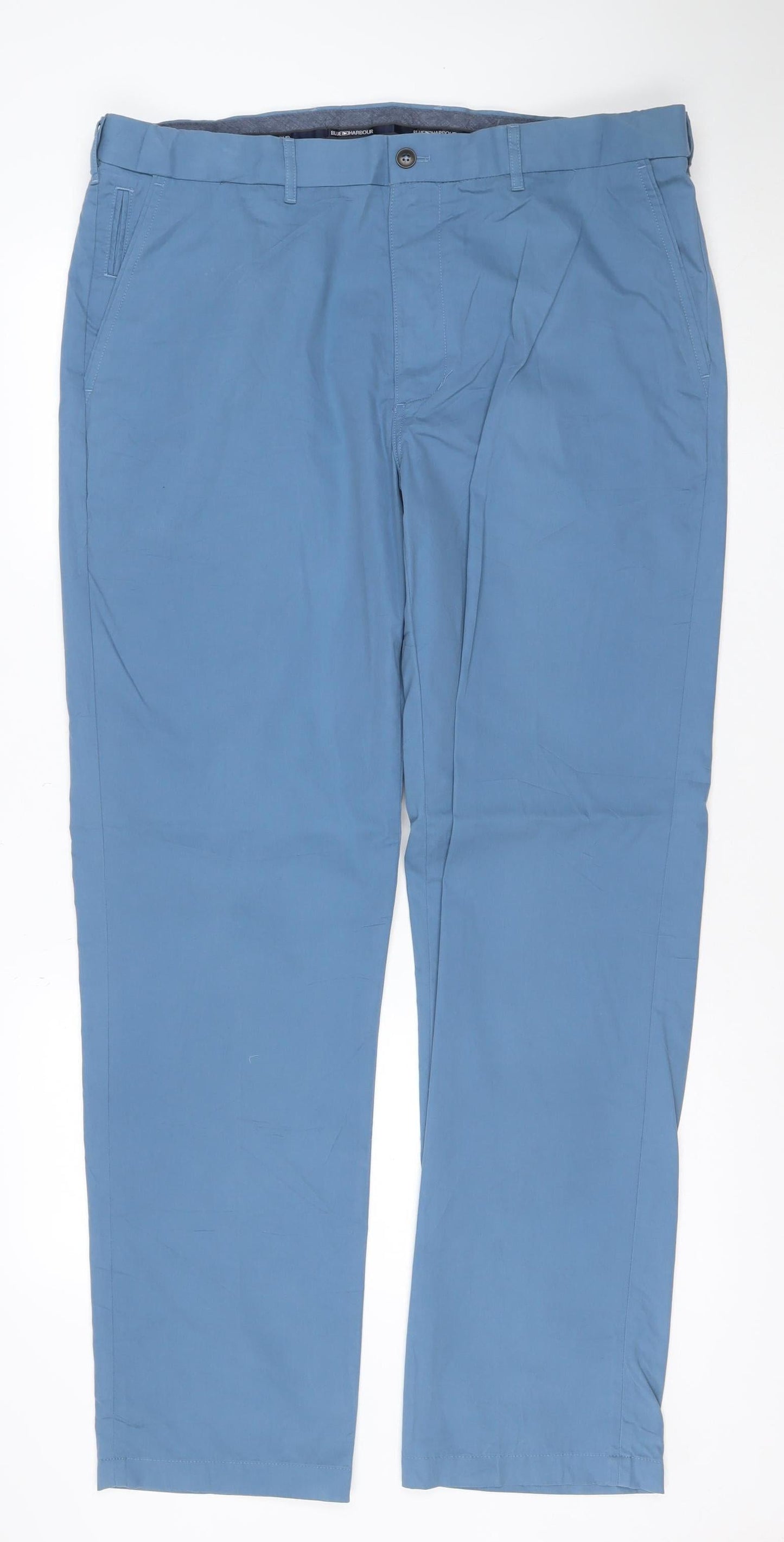 Marks and Spencer Blue Harbour Men's Blue 38x33 Regular Fit Chino Trousers