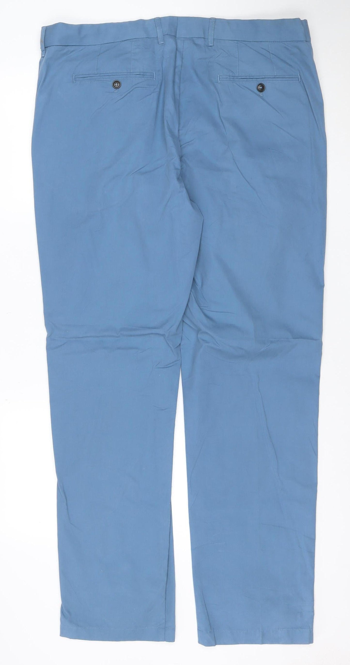 Marks and Spencer Blue Harbour Men's Blue 38x33 Regular Fit Chino Trousers