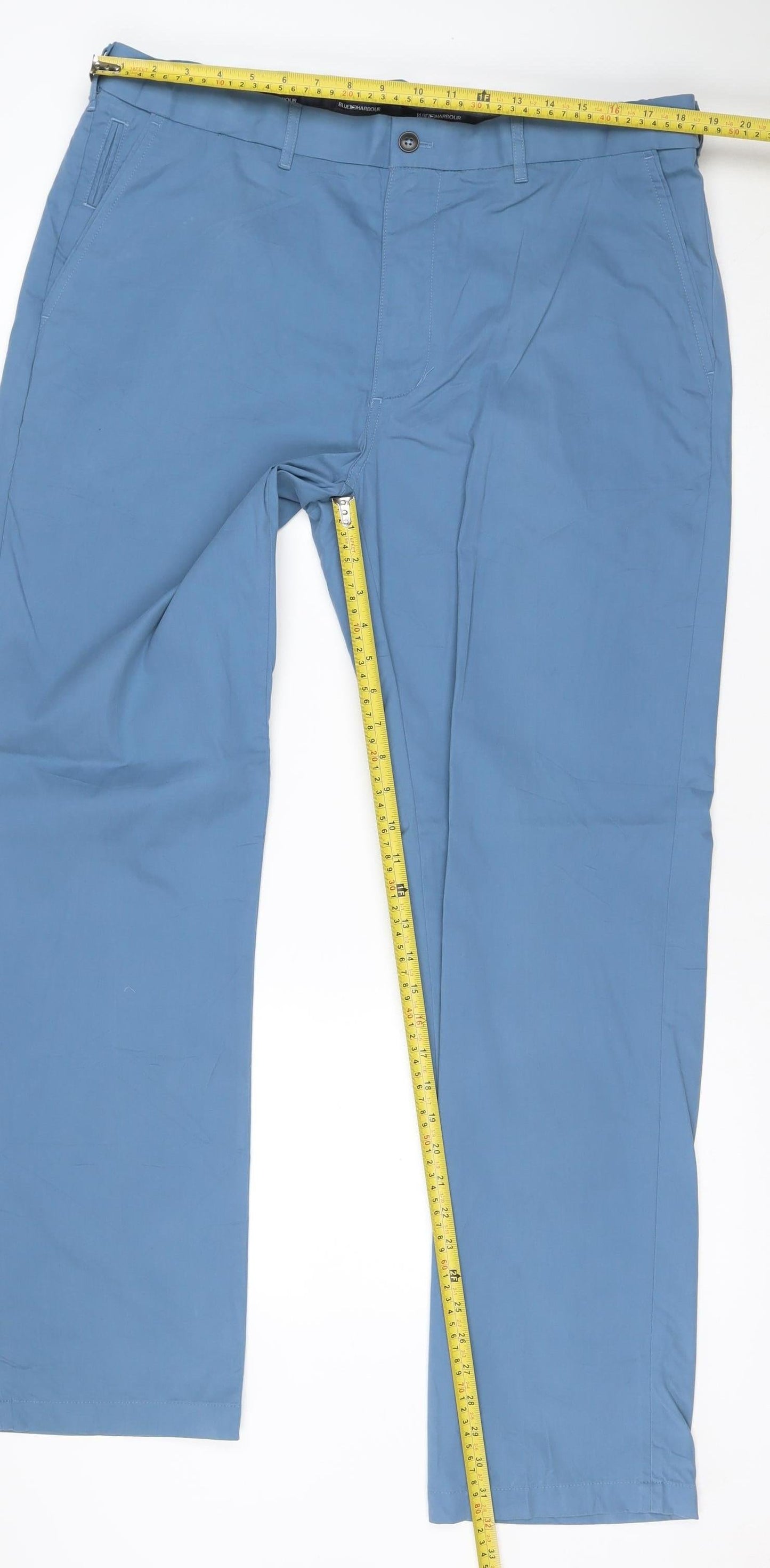 Marks and Spencer Blue Harbour Men's Blue 38x33 Regular Fit Chino Trousers