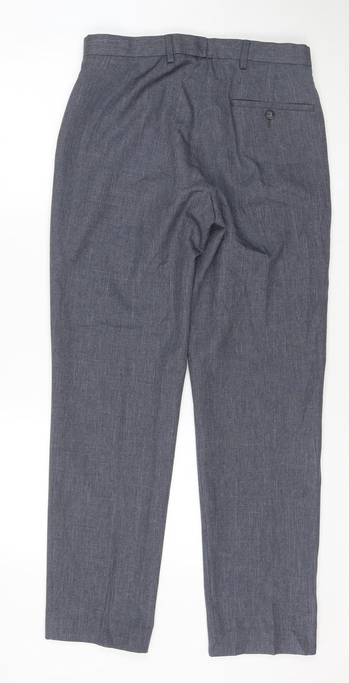 Marks and Spencer Men's Grey Regular Fit Chino Trousers 30in Waist
