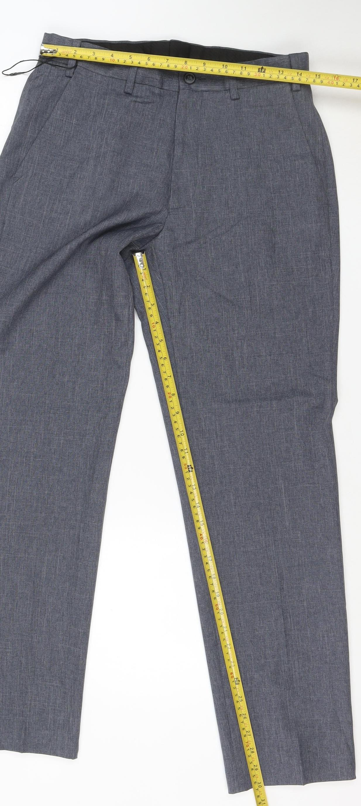 Marks and Spencer Men's Grey Regular Fit Chino Trousers 30in Waist