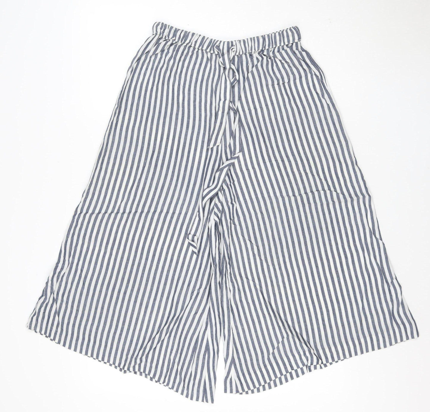 Monsoon Women’s Blue Striped Wide-Leg Culottes Size S Viscose