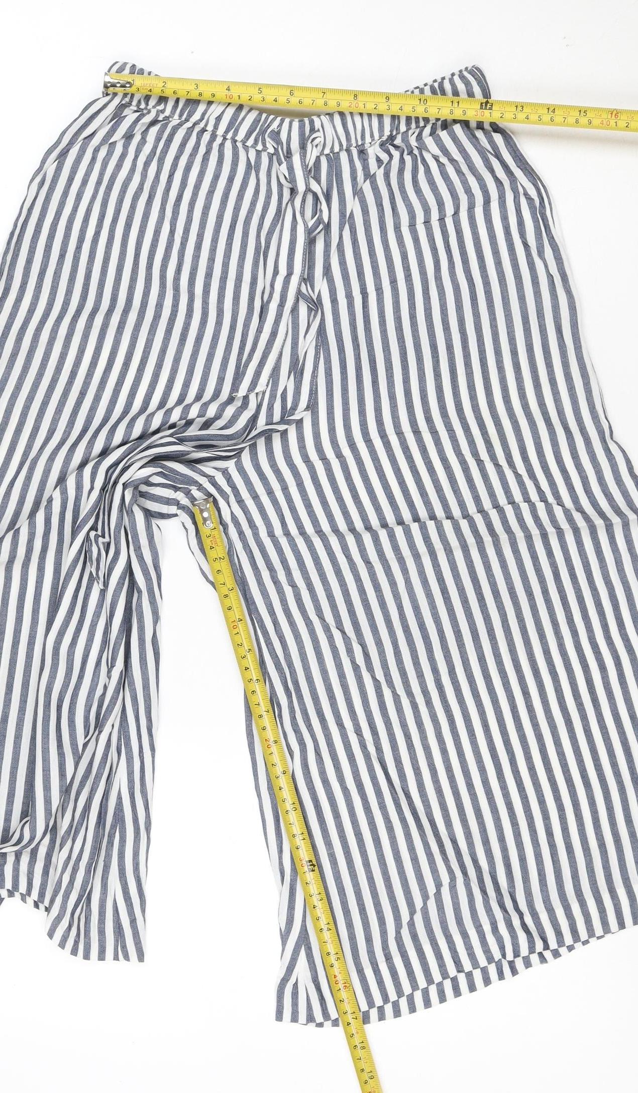 Monsoon Women’s Blue Striped Wide-Leg Culottes Size S Viscose