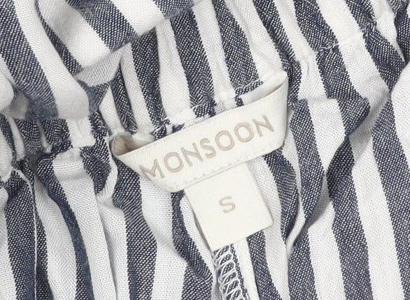 Monsoon Women’s Blue Striped Wide-Leg Culottes Size S Viscose