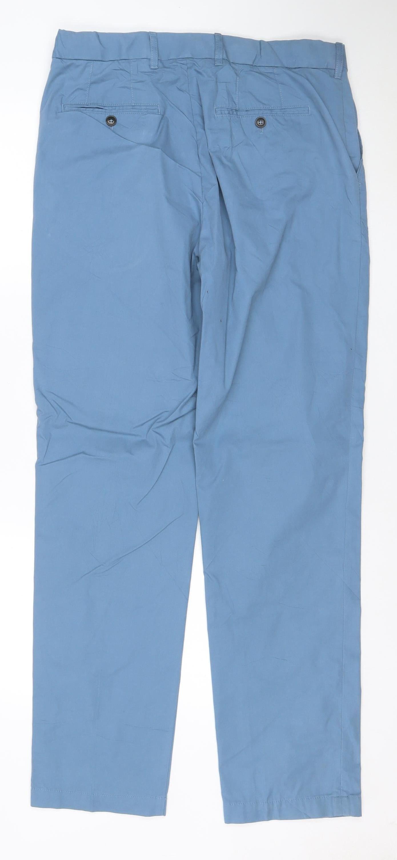 Marks and Spencer Blue Harbour Men's Blue Regular Fit Chino Trousers 32x33