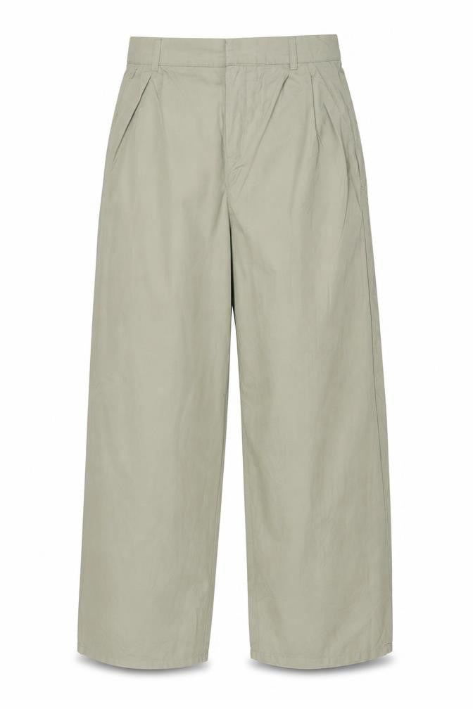 Pull&Bear Men's Beige Wide-Leg Viscose Cotton Trousers Size S
