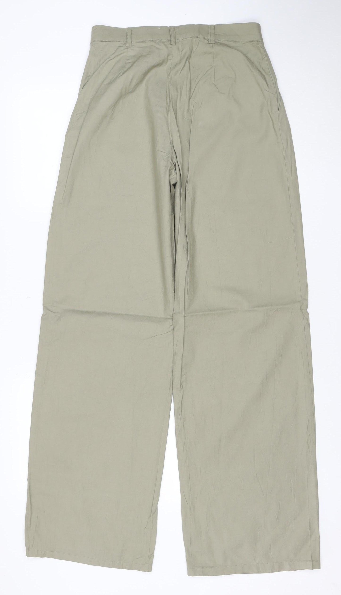 Pull & Bear Men's Beige Wide-Leg Viscose Cotton Trousers Size S