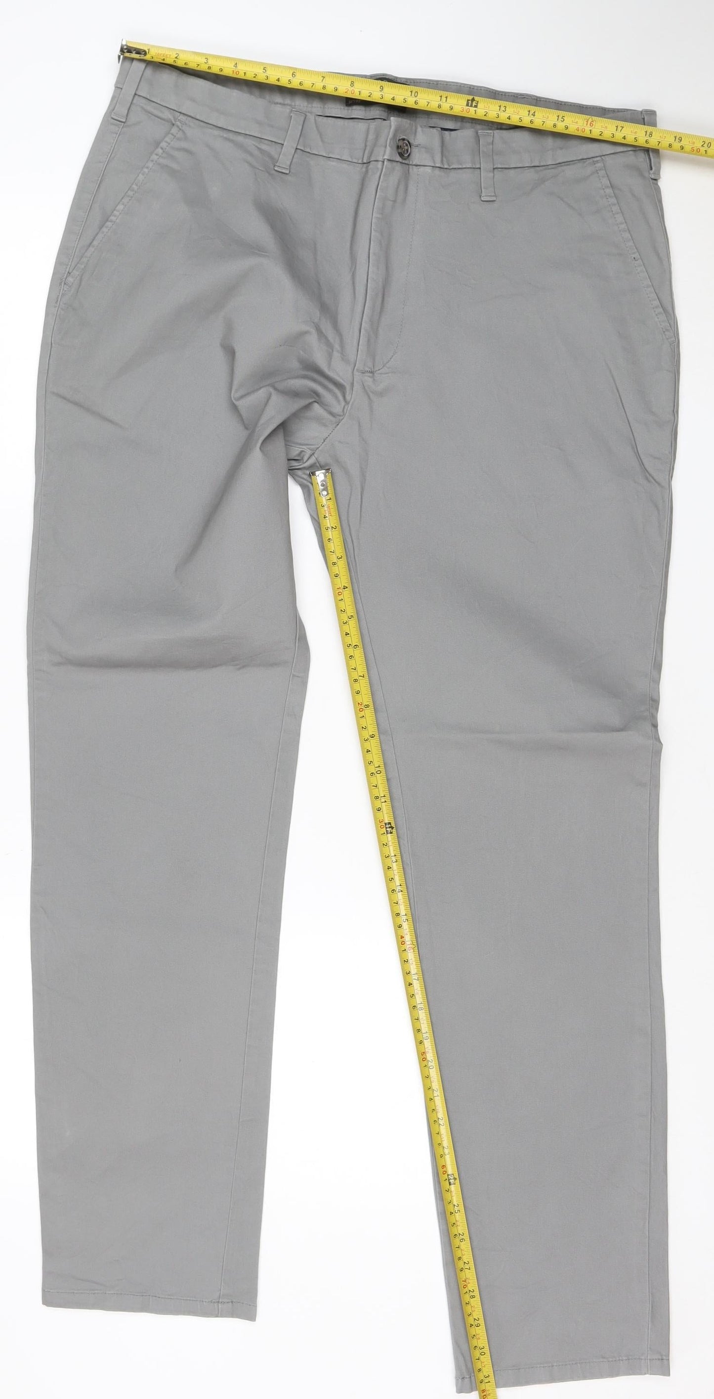 Marks and Spencer Men’s Grey Slim Fit Chino Trousers 38x33