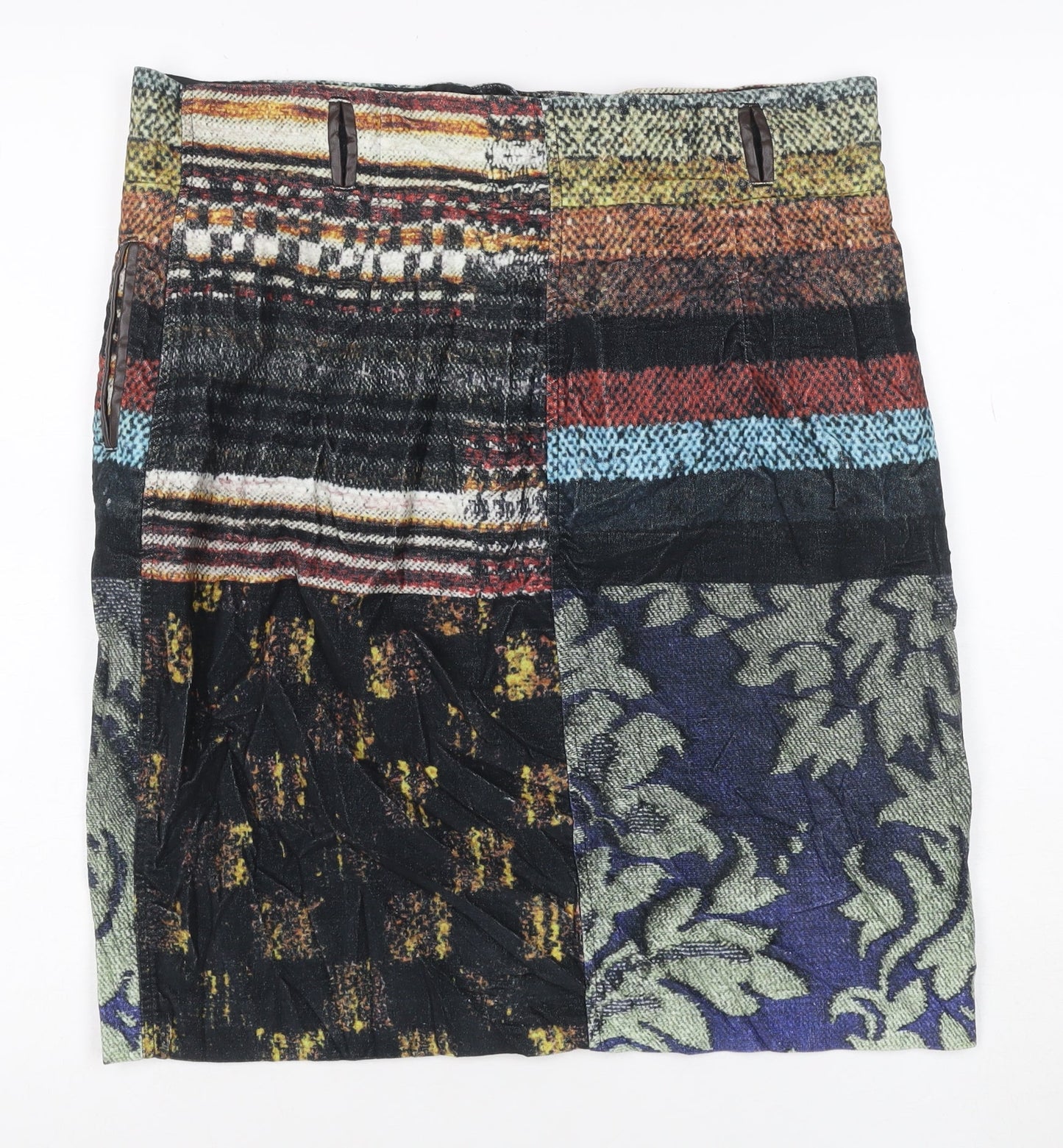 Desigual Women’s Multicoloured Cotton Knee Length Pencil Skirt Size 14