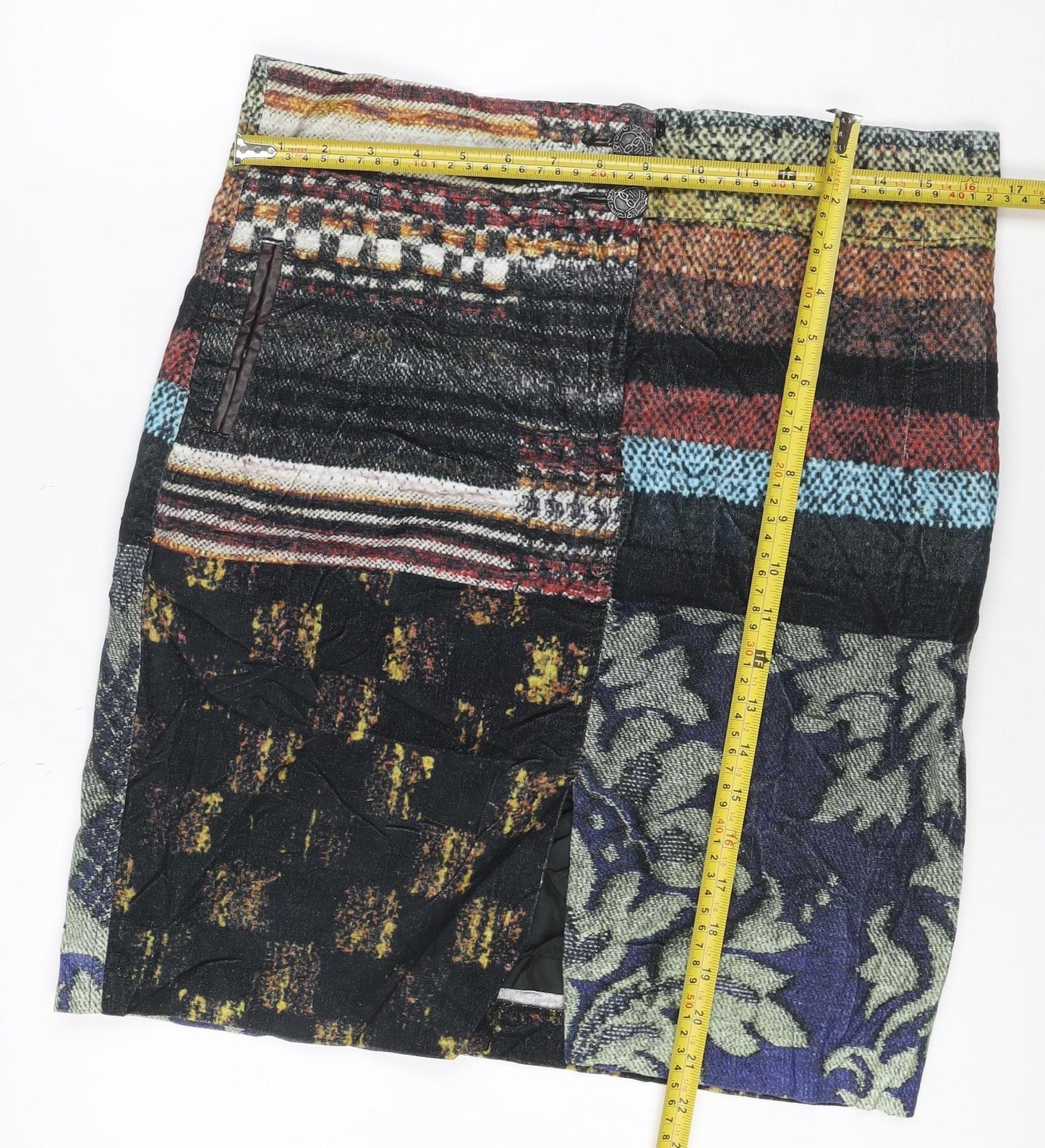 Desigual Women’s Multicoloured Cotton Knee Length Pencil Skirt Size 14
