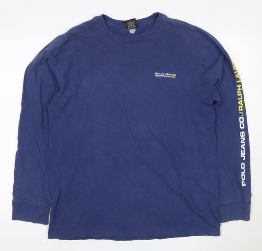 Ralph Lauren Men’s Blue Long Sleeve Logo Cotton T-Shirt M
