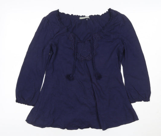 Marks and Spencer Women's Navy 100% Cotton Bohemian Tunic Top UK 12