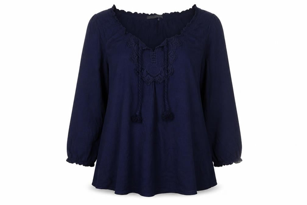 Marks & Spencer Women's Navy 100% Cotton Bohemian Tunic Top UK 12