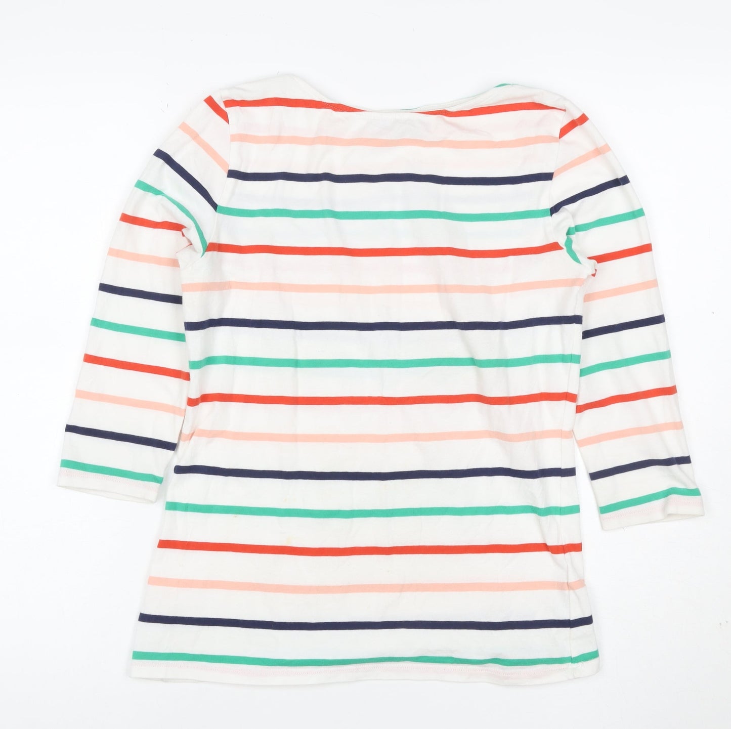 Marks and Spencer Women’s Multicoloured Striped 3/4 Sleeve Cotton T-Shirt Size 12