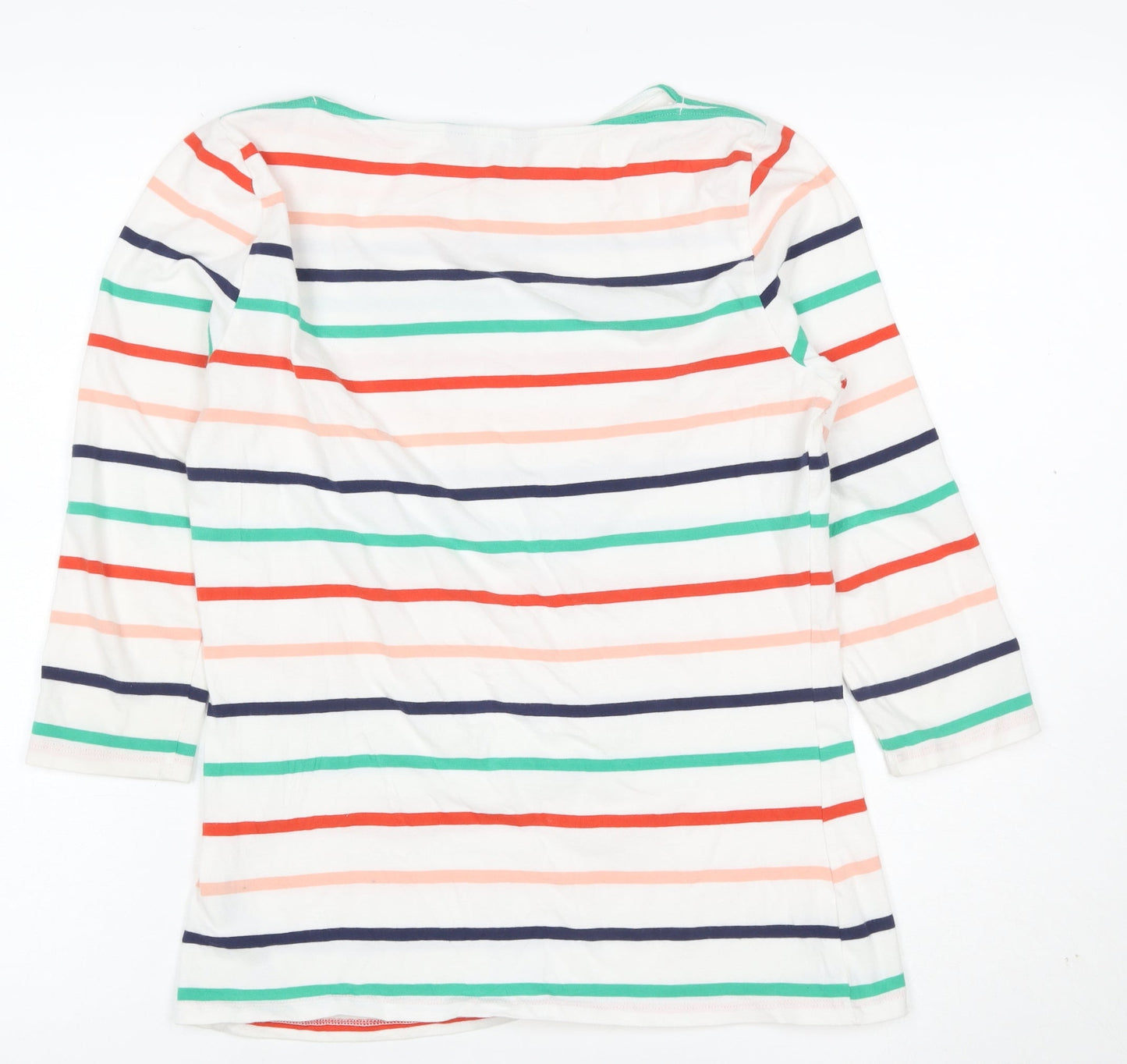 Marks and Spencer Women’s Multicoloured Striped 3/4 Sleeve Cotton T-Shirt Size 12