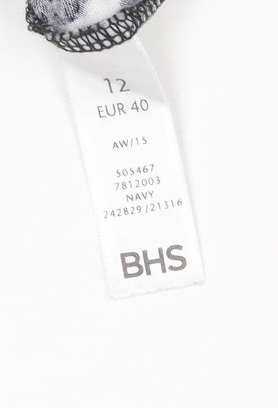 BHS Women's Navy Floral Jersey T-Shirt Size 12 Short Sleeve