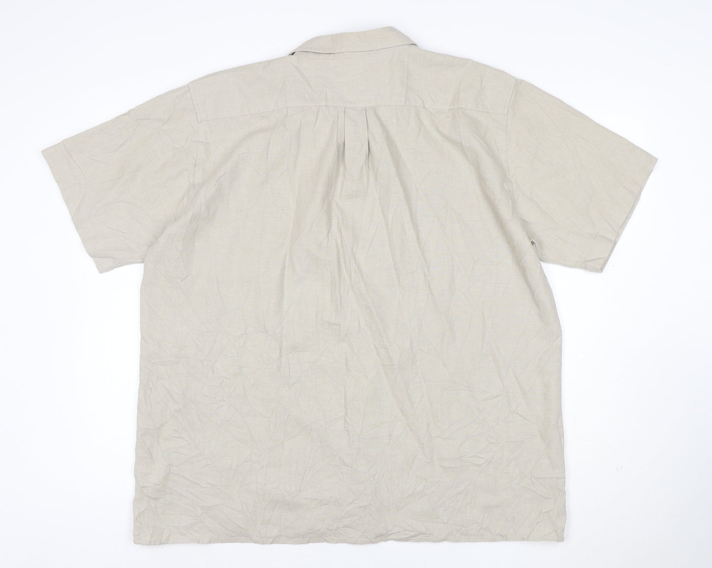 New Roads Collection Men's Beige 2XL Linen Blend Short Sleeve Button-Up Shirt