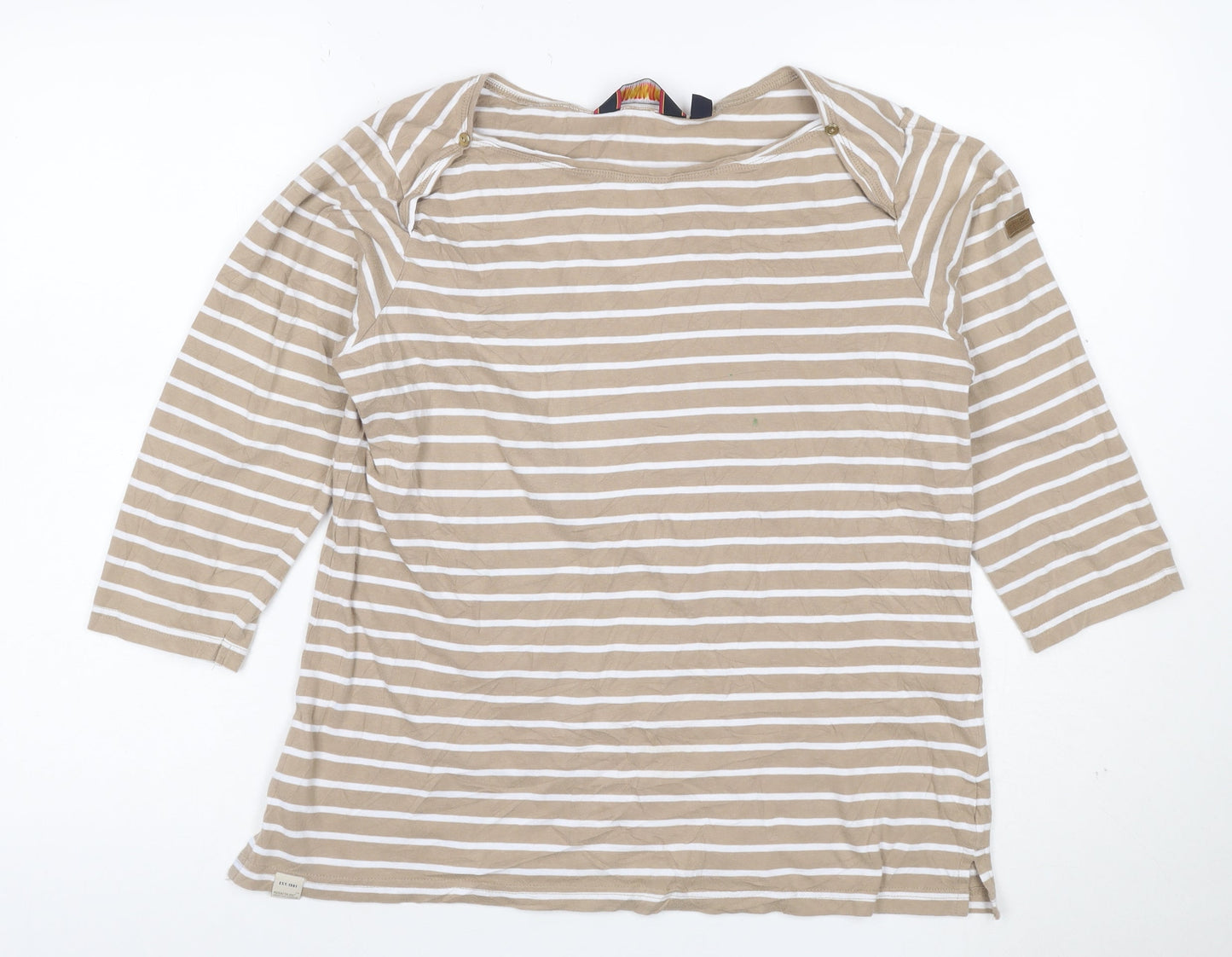 Regatta Men’s Beige Striped 3/4 Sleeve Cotton T-Shirt XL