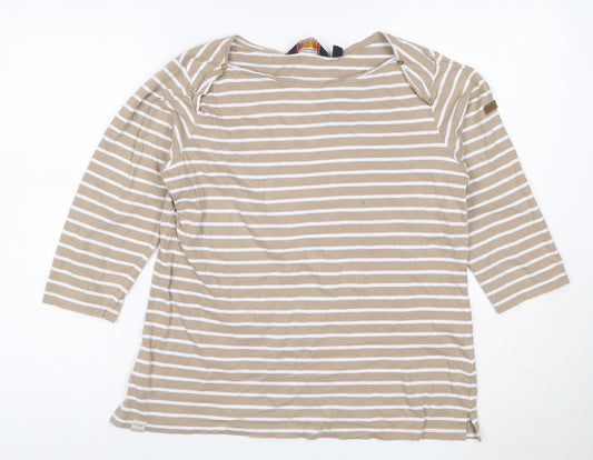 Regatta Men’s Beige Striped 3/4 Sleeve Cotton T-Shirt XL