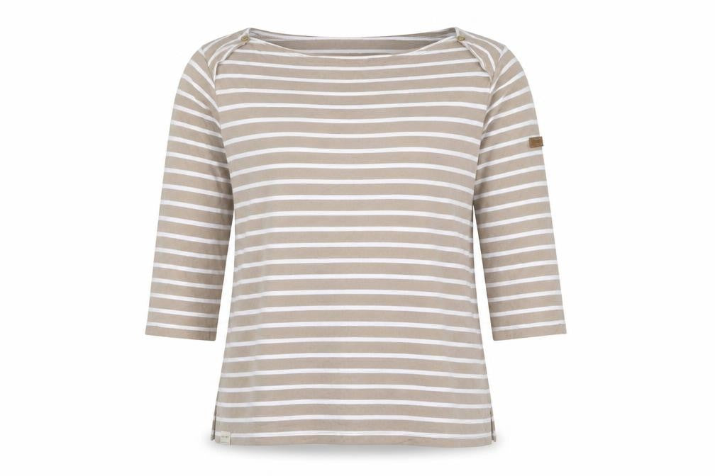 Regatta Men’s Beige Striped 3/4 Sleeve Cotton T-Shirt XL