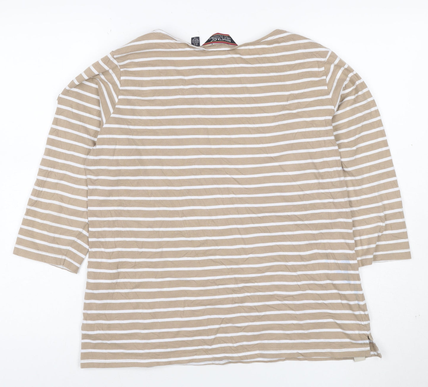 Regatta Men’s Beige Striped 3/4 Sleeve Cotton T-Shirt XL