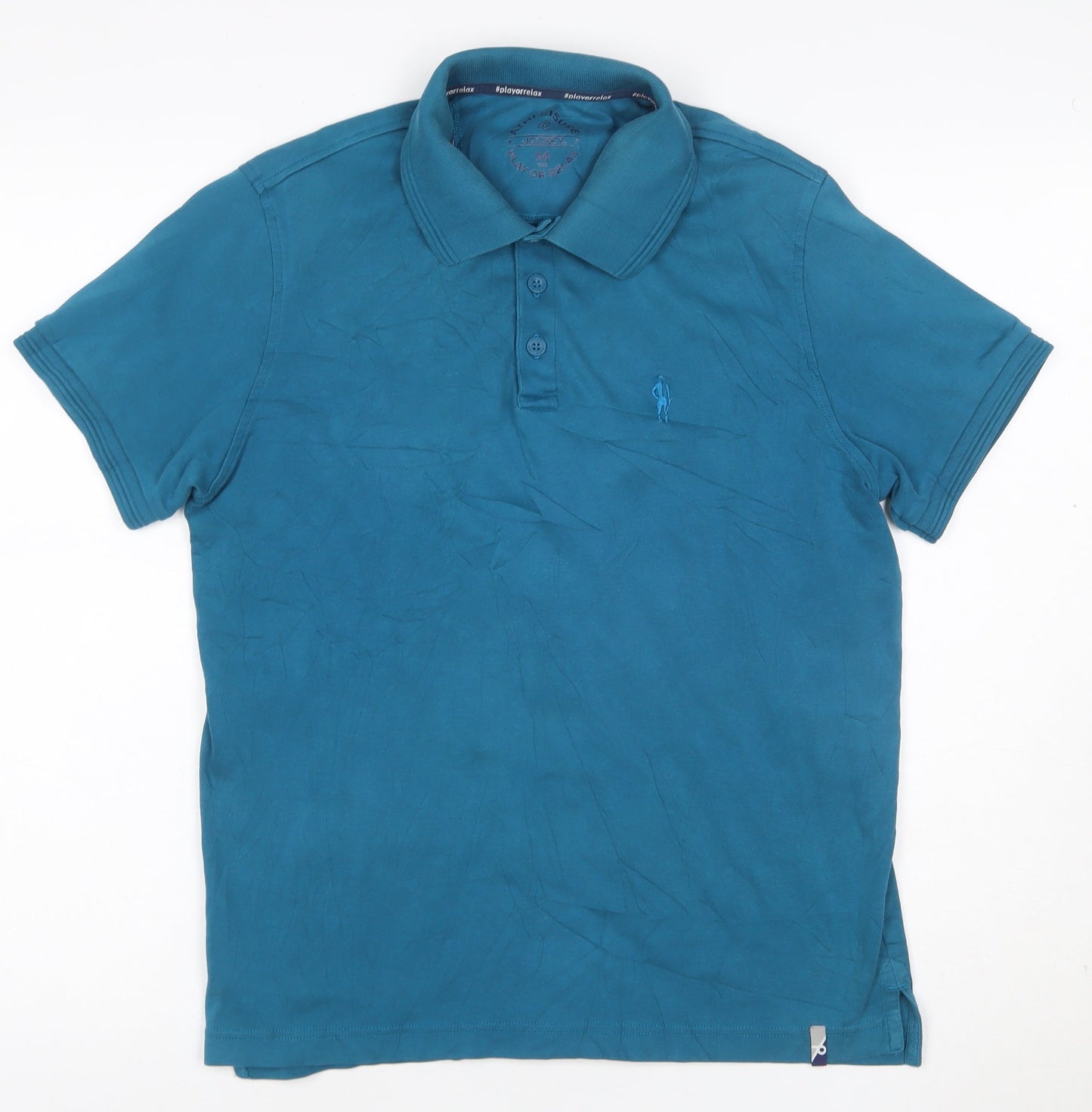 Jockey Men's Blue Cotton Polo Shirt M Regular Fit Casual Athleisure