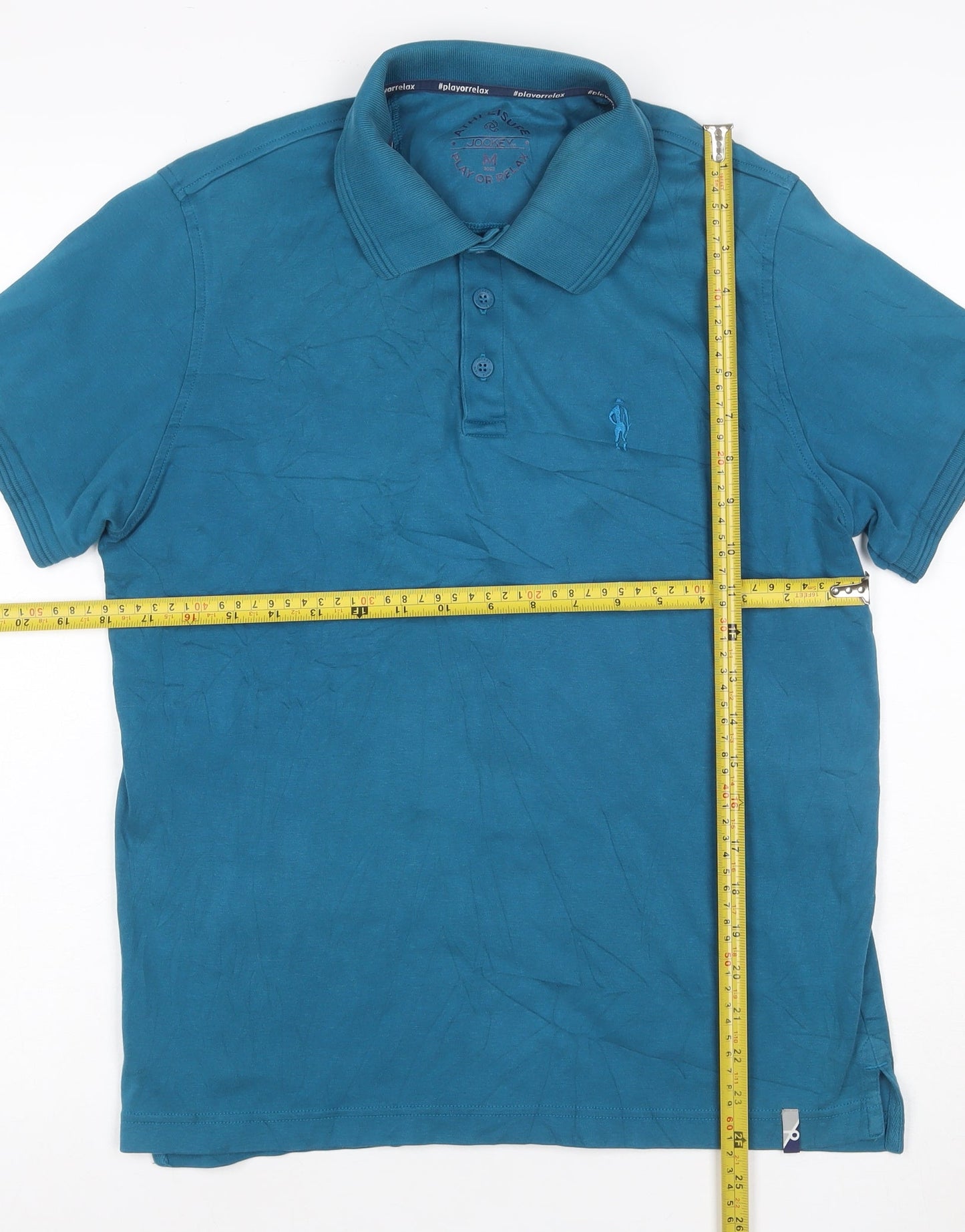 Jockey Men's Blue Cotton Polo Shirt M Regular Fit Casual Athleisure