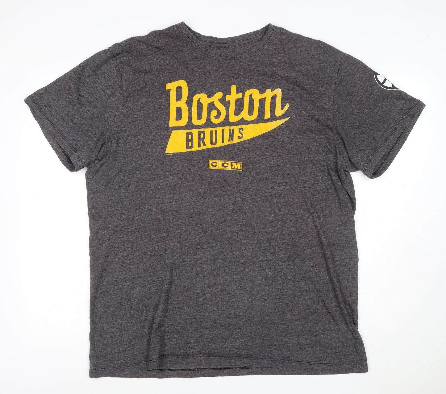 CCM Men's Grey Boston Bruins Graphic Sports T-Shirt XL
