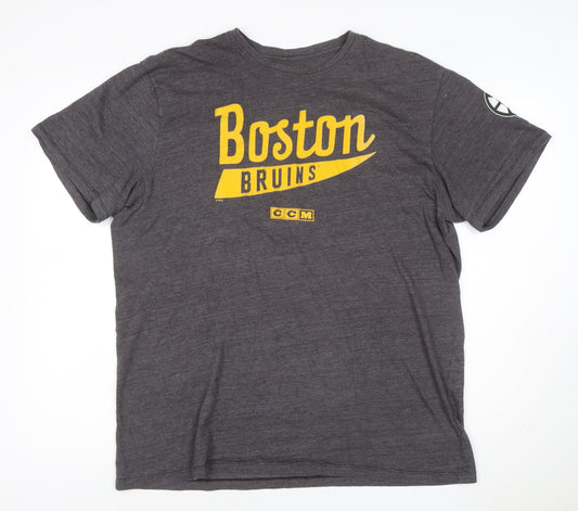 CCM Men's Grey Boston Bruins Graphic Sports T-Shirt XL