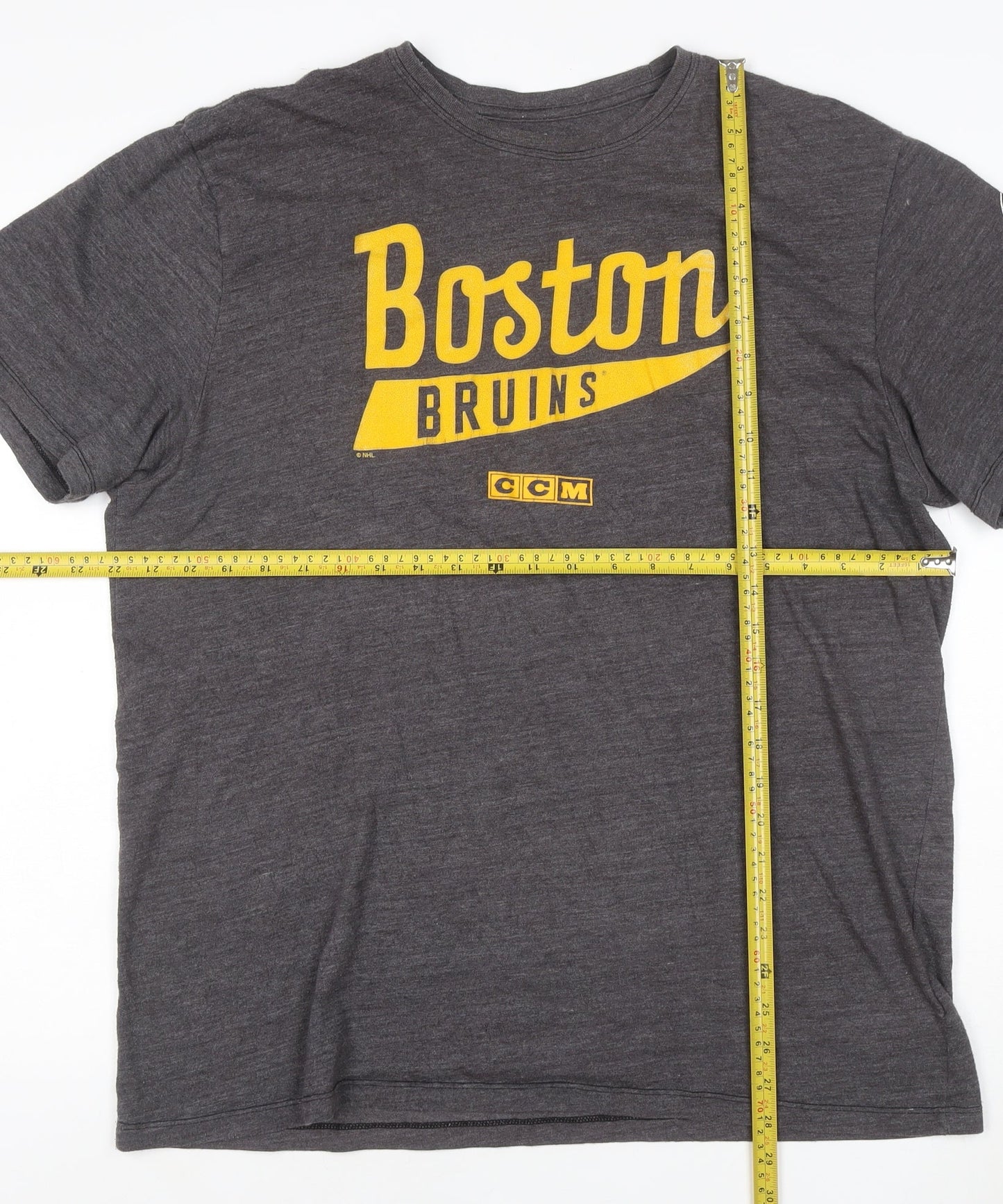 CCM Men's Grey Boston Bruins Graphic Sports T-Shirt XL