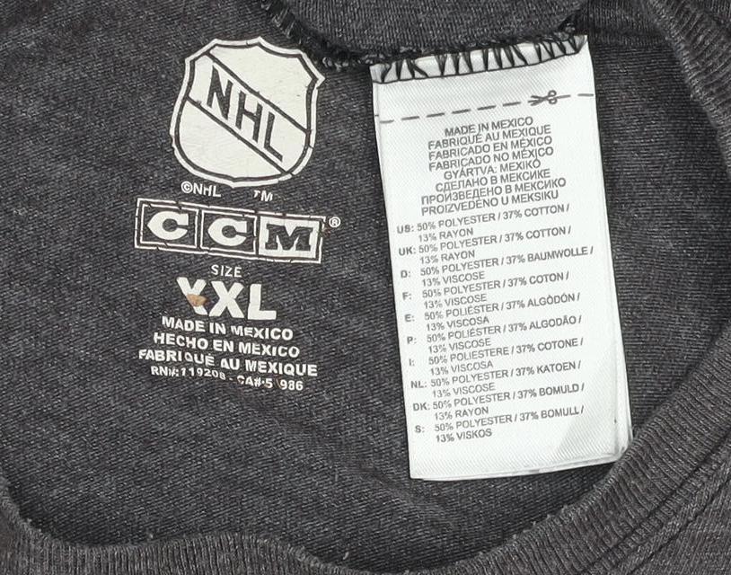 CCM Men's Grey Boston Bruins Graphic Sports T-Shirt XL