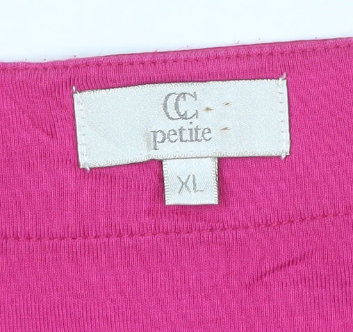CC Petite Women's Pink Beaded Scoop Neck Cotton T-Shirt XL