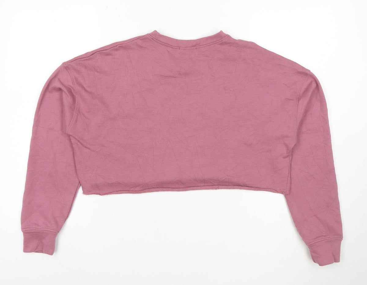 I Saw It First Women Pink Cropped Pullover Sweatshirt UK 8