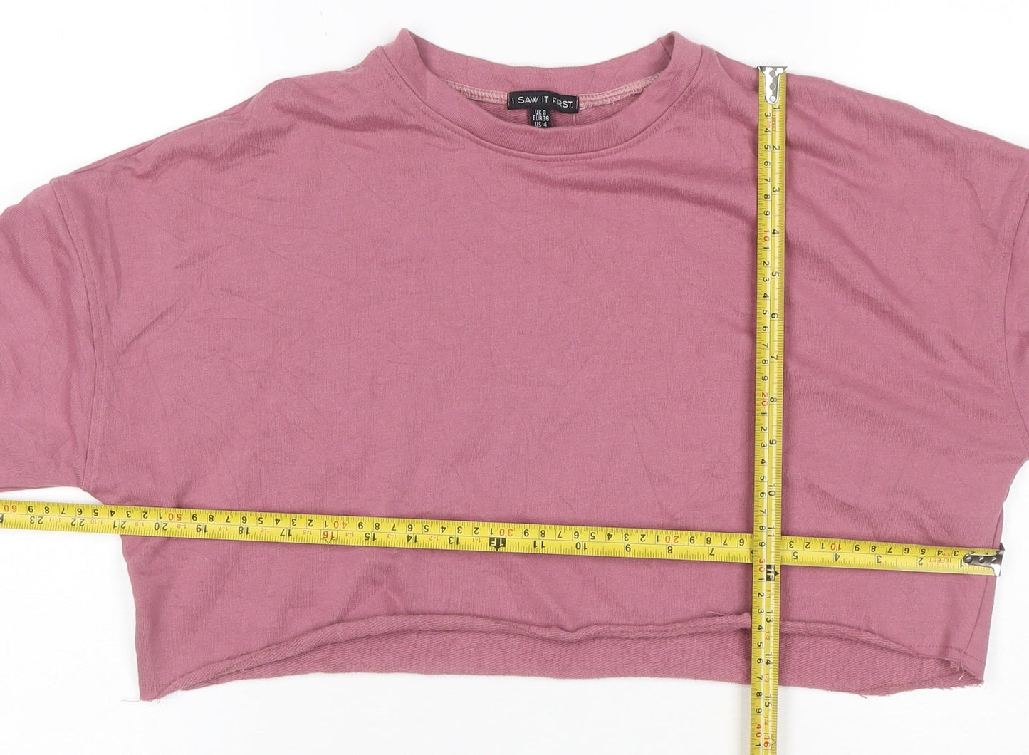 I Saw It First Women Pink Cropped Pullover Sweatshirt UK 8