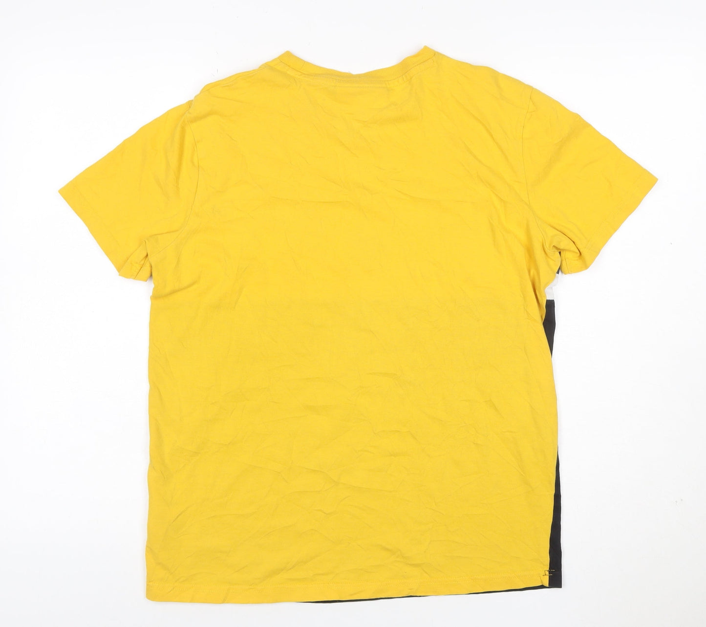 Fila Womens Yellow Colourblock Logo Cotton T-Shirt Size S