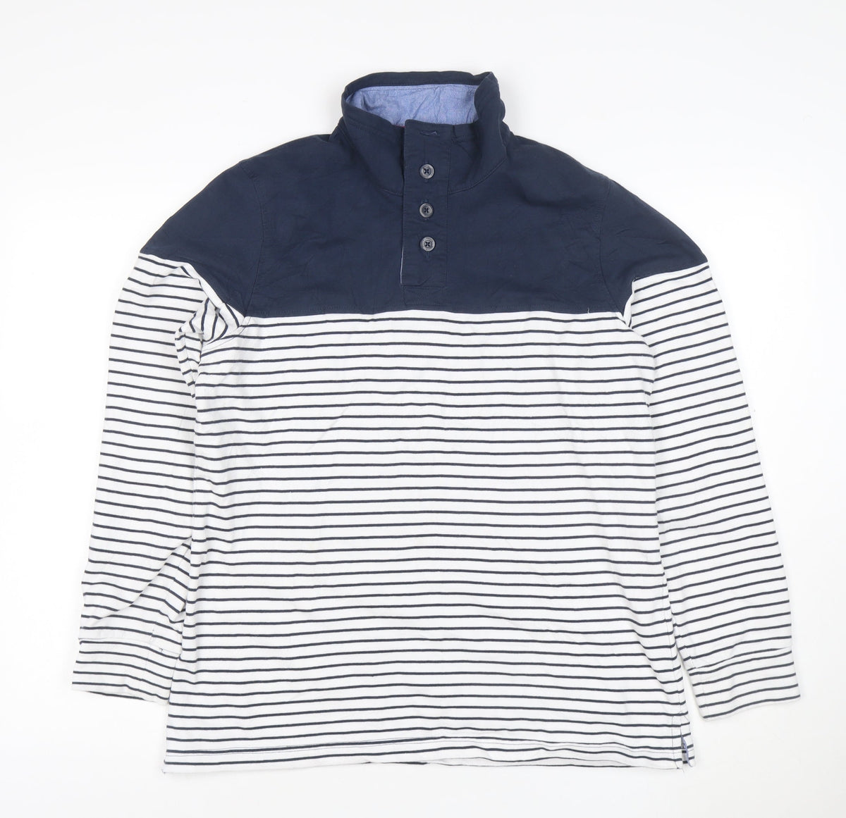 Regatta Womens Navy Striped Henley Sweatshirt Size 14 Cotton Blend