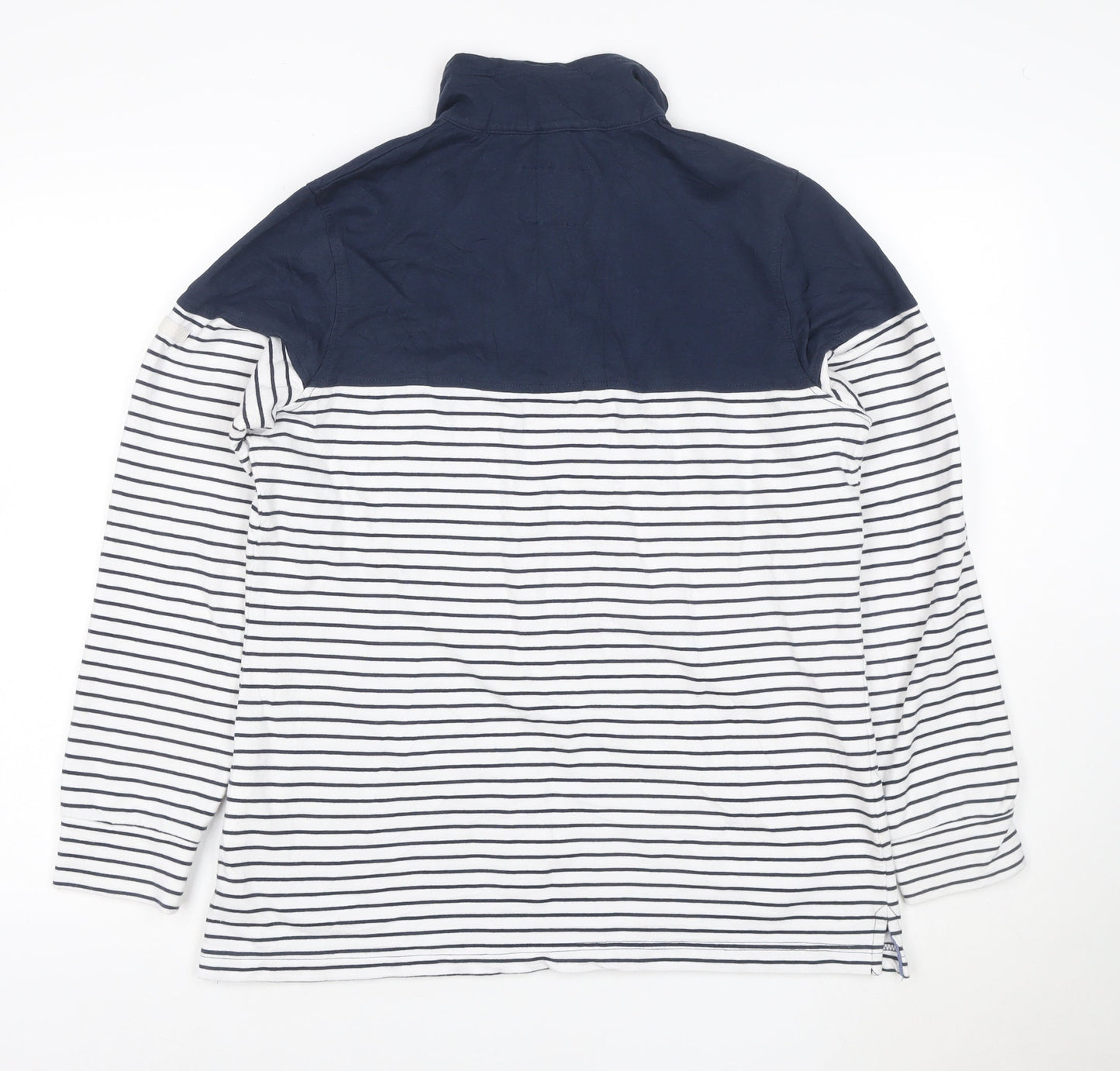 Regatta Womens Navy Striped Henley Sweatshirt Size 14 Cotton Blend