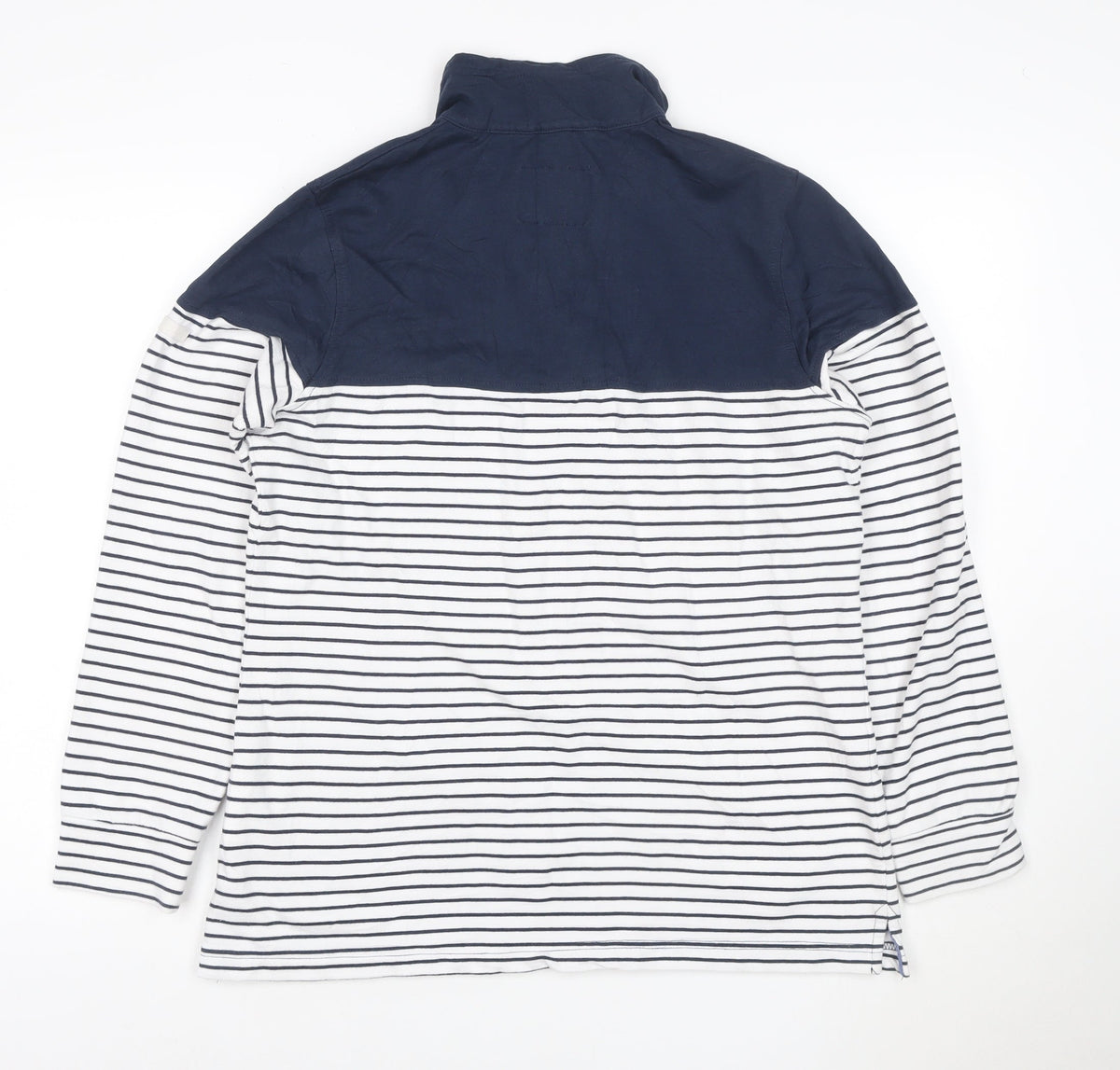 Regatta Womens Navy Striped Henley Sweatshirt Size 14 Cotton Blend