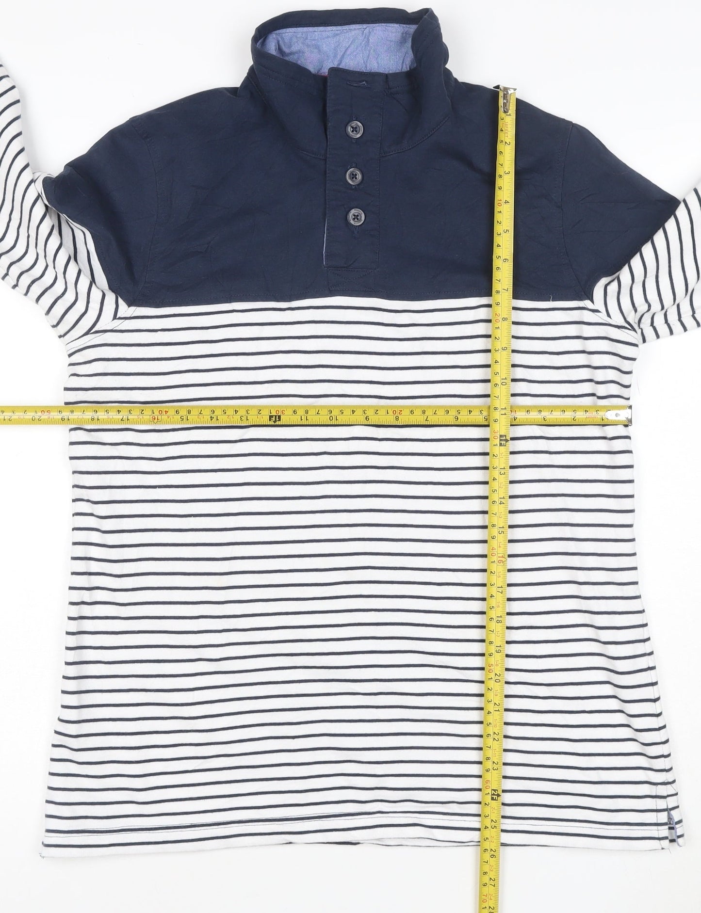 Regatta Womens Navy Striped Henley Sweatshirt Size 14 Cotton Blend