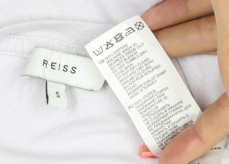 Reiss Women White Cotton Basic Short Sleeve T-Shirt S