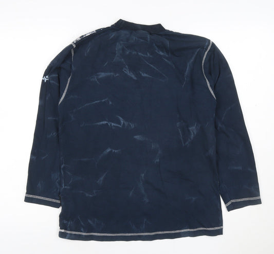 Duke Men's Navy Long Sleeve Graphic Print Cotton T-Shirt XLB
