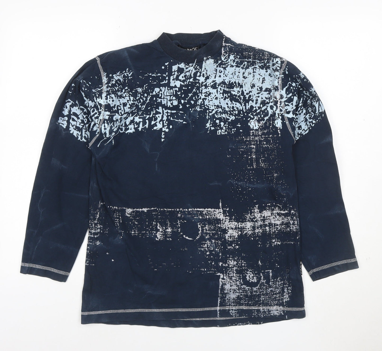 Duke Men's Navy Long Sleeve Graphic Print Cotton T-Shirt XLB