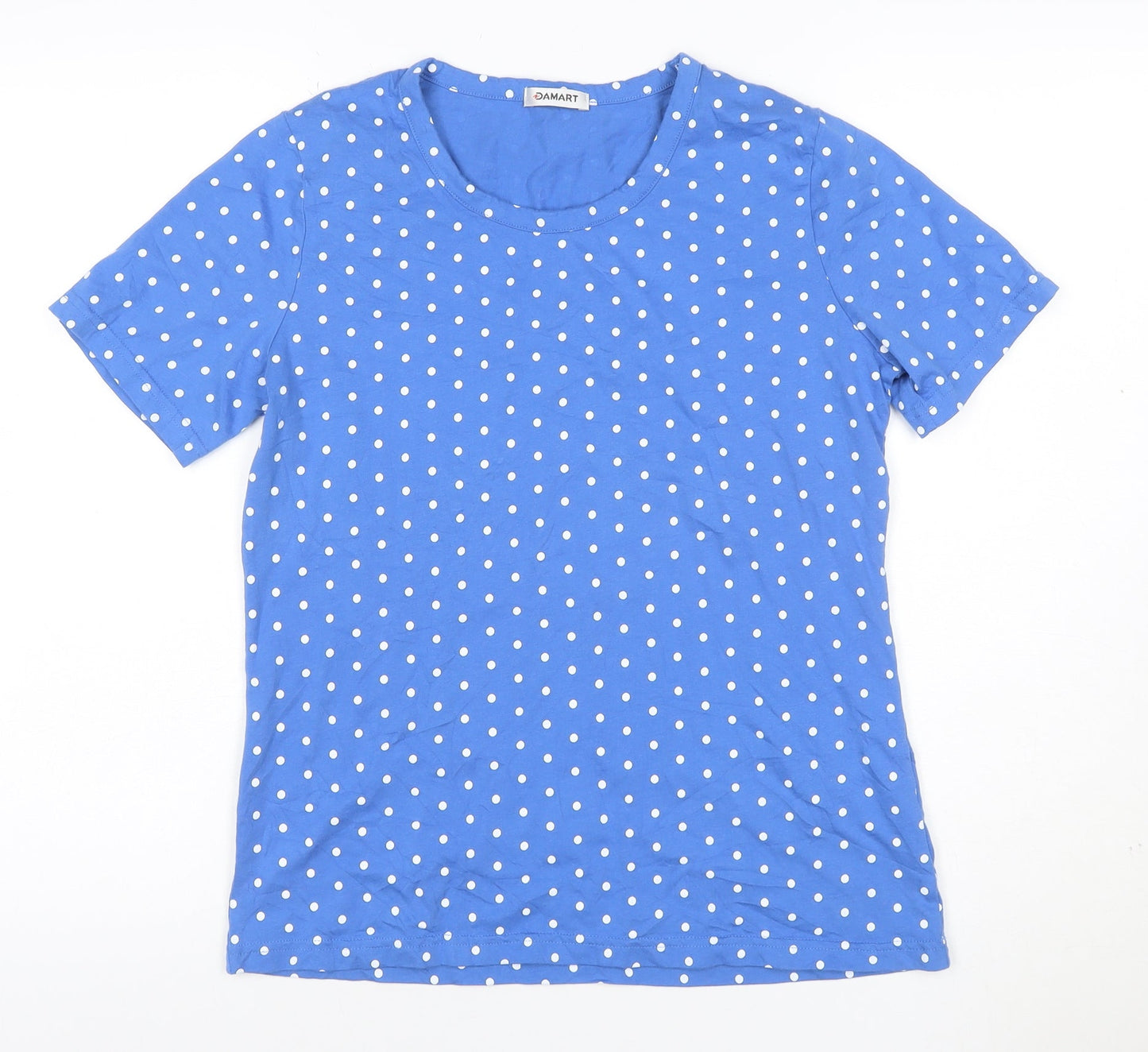 Damart Women's Blue Polka Dot Cotton Short Sleeve T-Shirt Size S