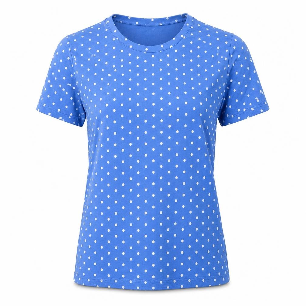 Damart Women's Blue Polka Dot Cotton Short Sleeve T-Shirt Size S