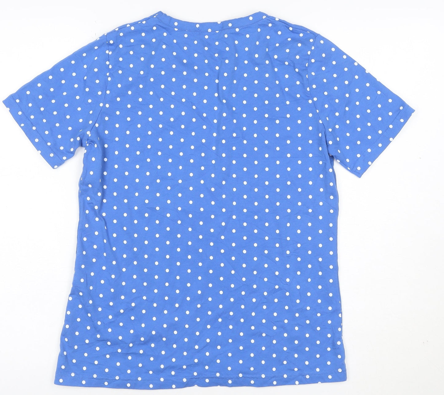 Damart Women's Blue Polka Dot Cotton Short Sleeve T-Shirt Size S