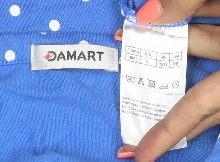 Damart Women's Blue Polka Dot Cotton Short Sleeve T-Shirt Size S