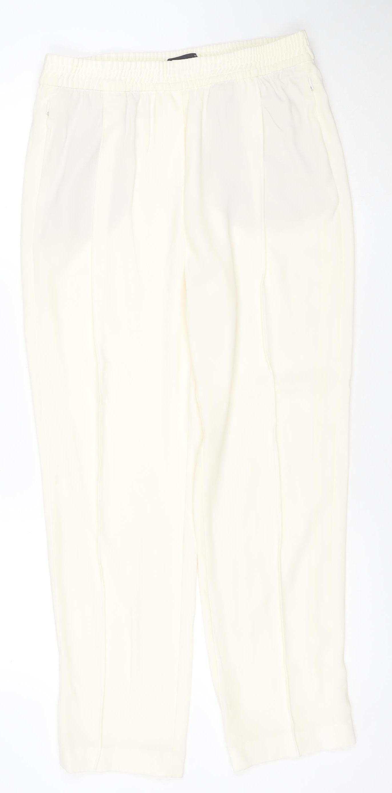 Marks and Spencer Women’s Ivory Crepe Jogger Trousers Size 12
