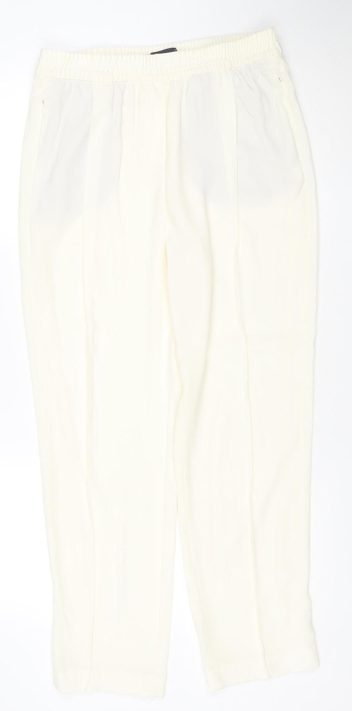 Marks and Spencer Women’s Ivory Crepe Jogger Trousers Size 12